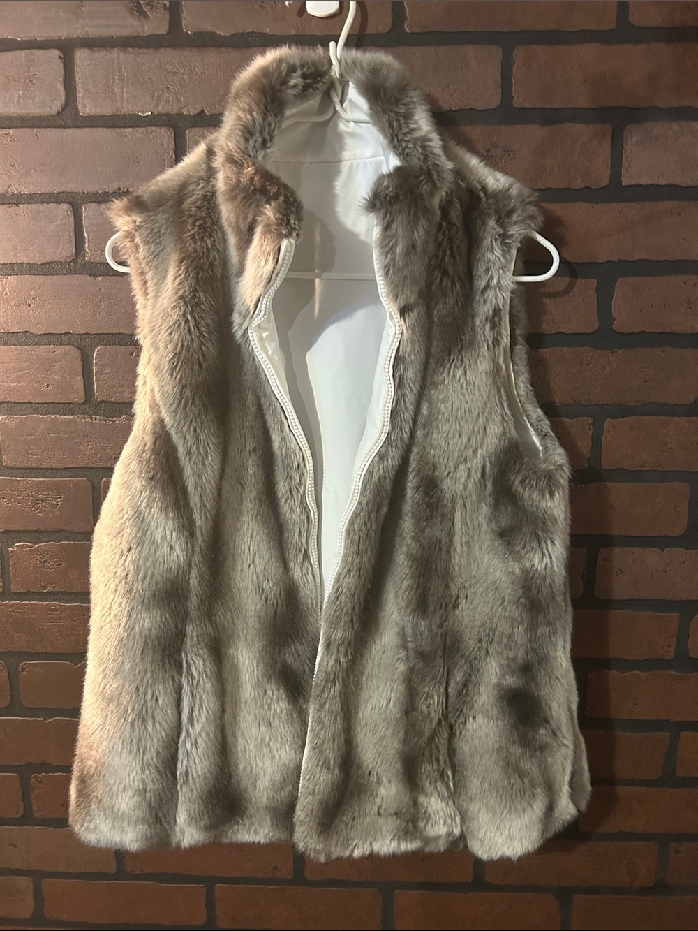 Kristen Blake Taupe Faux Fur Sleeveless Vest